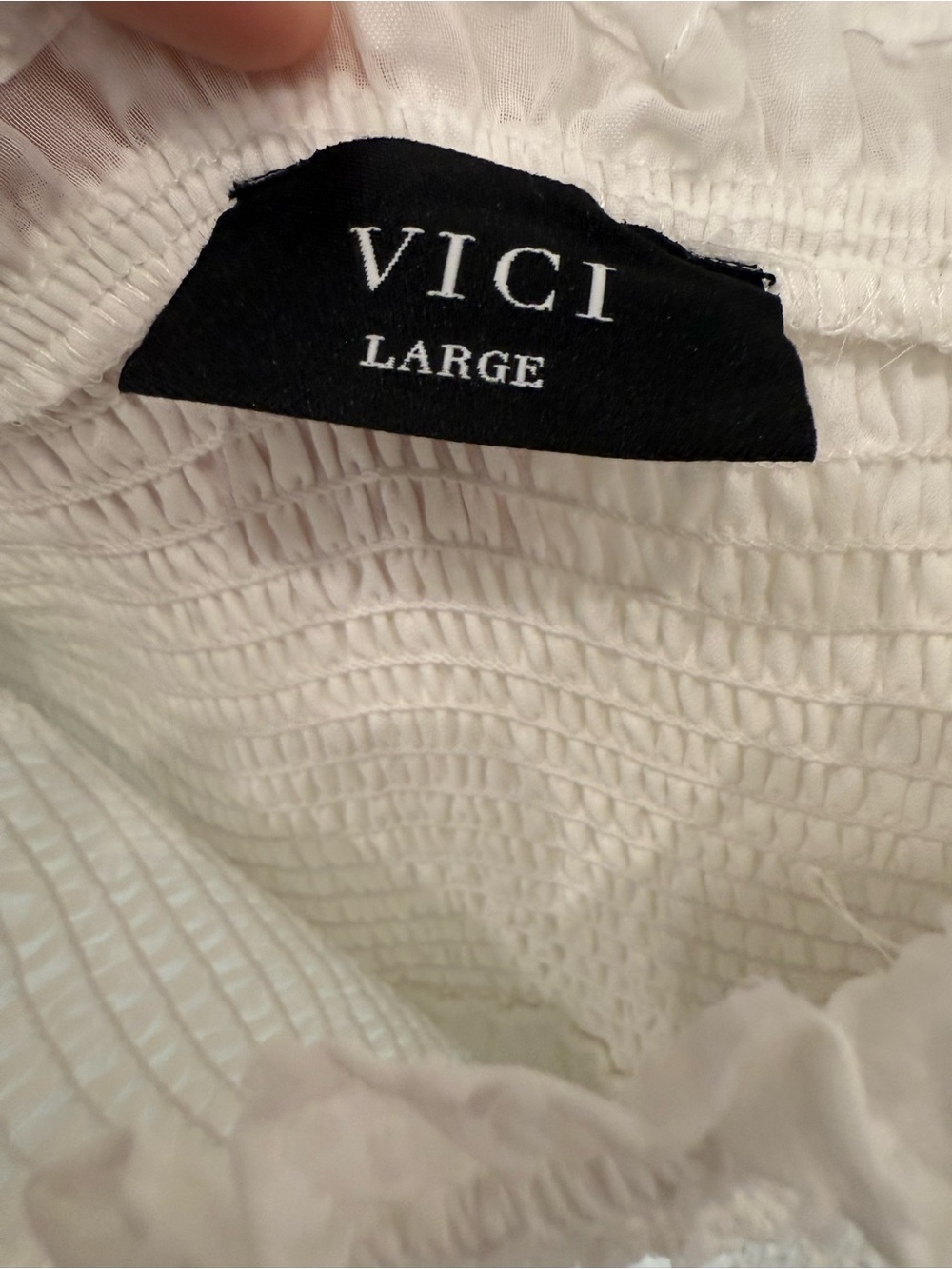 White Tiered Ruffle Maxi Dress Feather Trim Smocked Boho Cottagecore Large NWOT - Picture 3 of 4